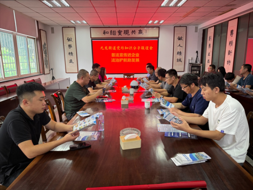 胶州市九龙街道党外知识分子联谊会开展“普法宣传进企业 法治护航助发展”宣传活动